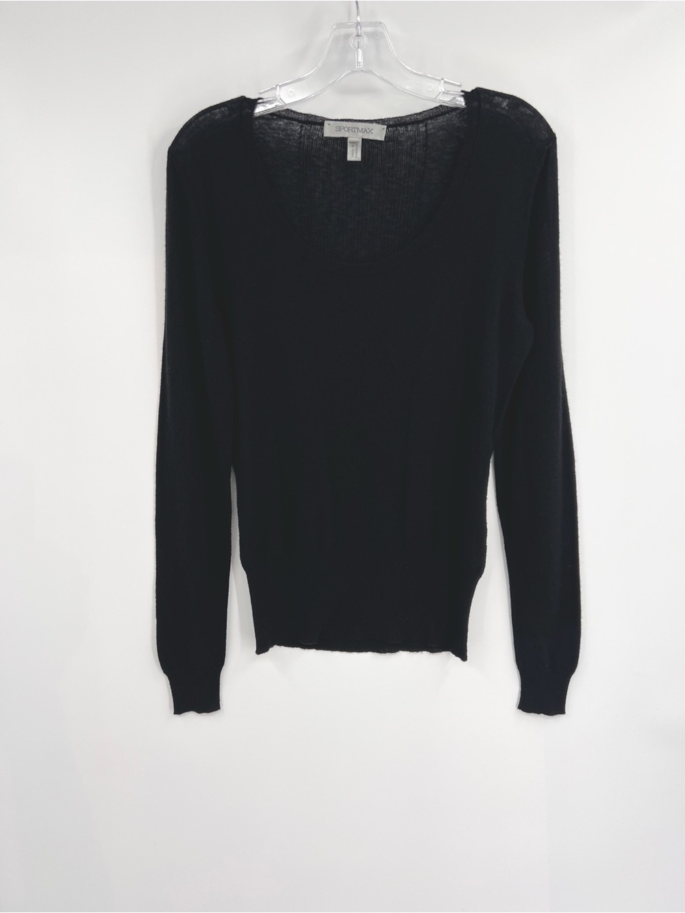 Sportmax Black Lightweight scoop neck 100% cashmere sweater L
